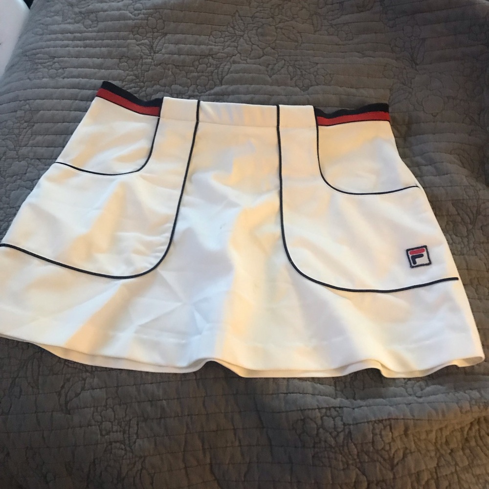 Vintage 80s Fila White Skirt with Navy and Red Accents